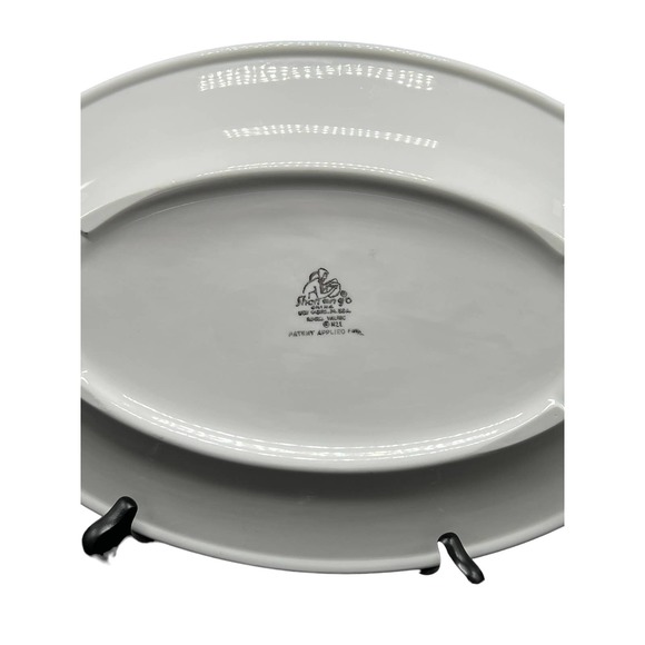 Shenango Vintage Platter White Blue and Gray Checks on Edge Made in USA - Picture 4 of 4